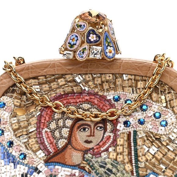 DOLCE & GABBANA Beaded Angel Kiss Lock Chain Crossbody Bag - Picture 3 of 6